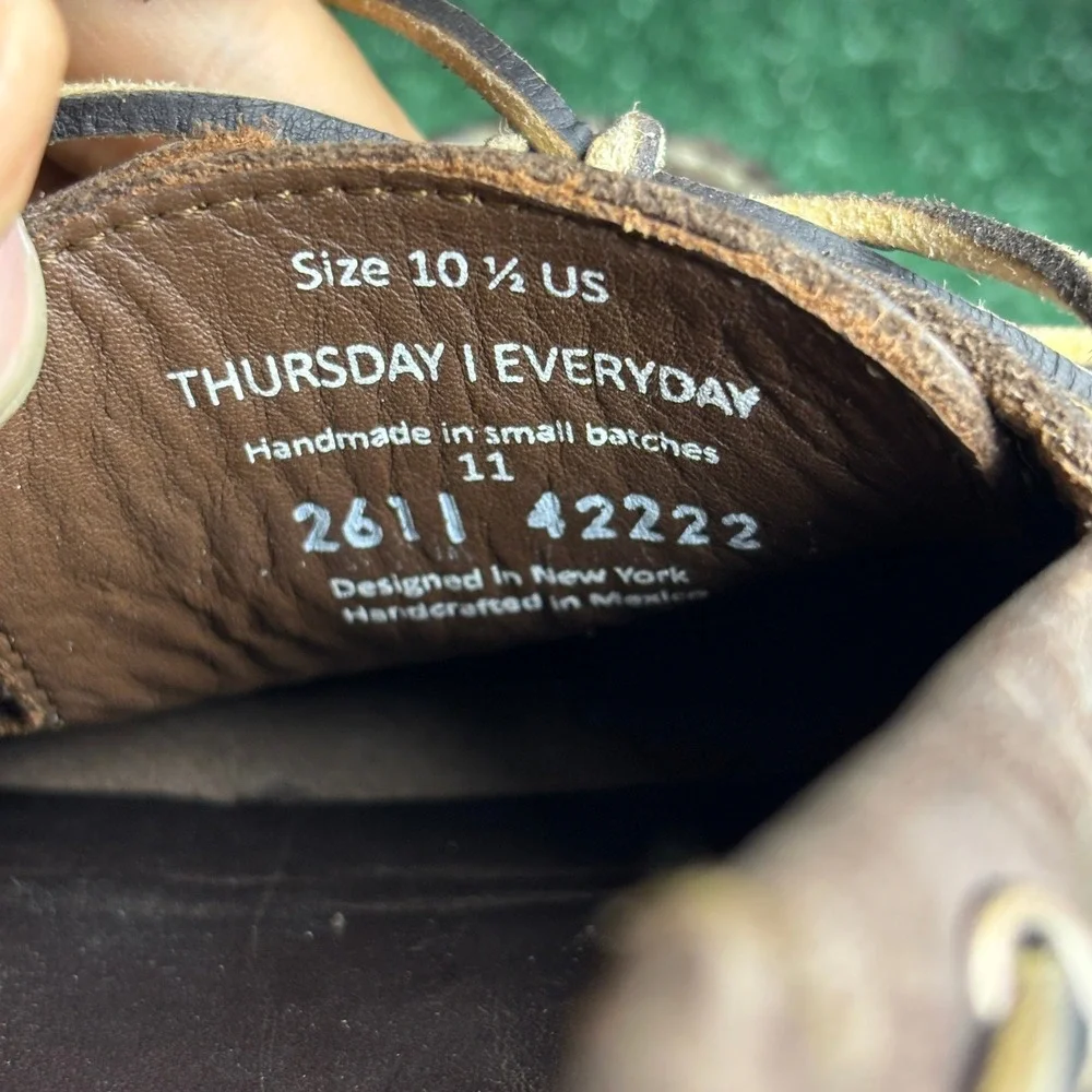 Thursday Boot Co. Everyday Handcrafted Leather Moc Boat Shoes Brown Mens Sz 10.5